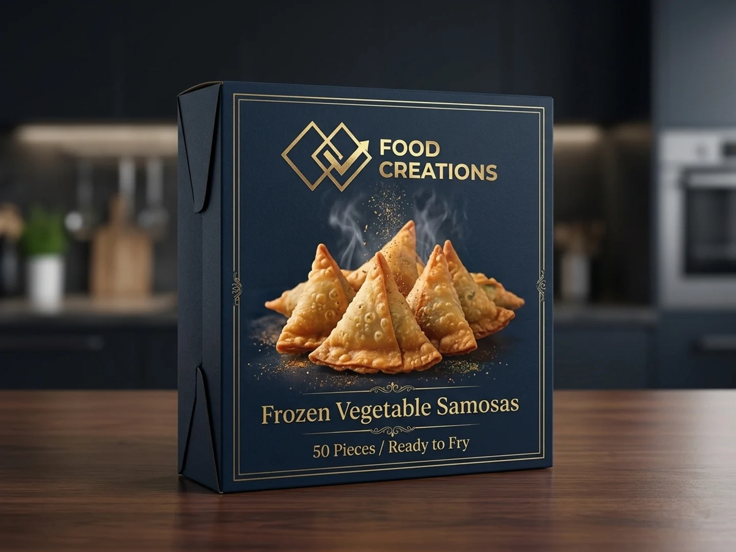 Food Creations frozen samosa carton concept