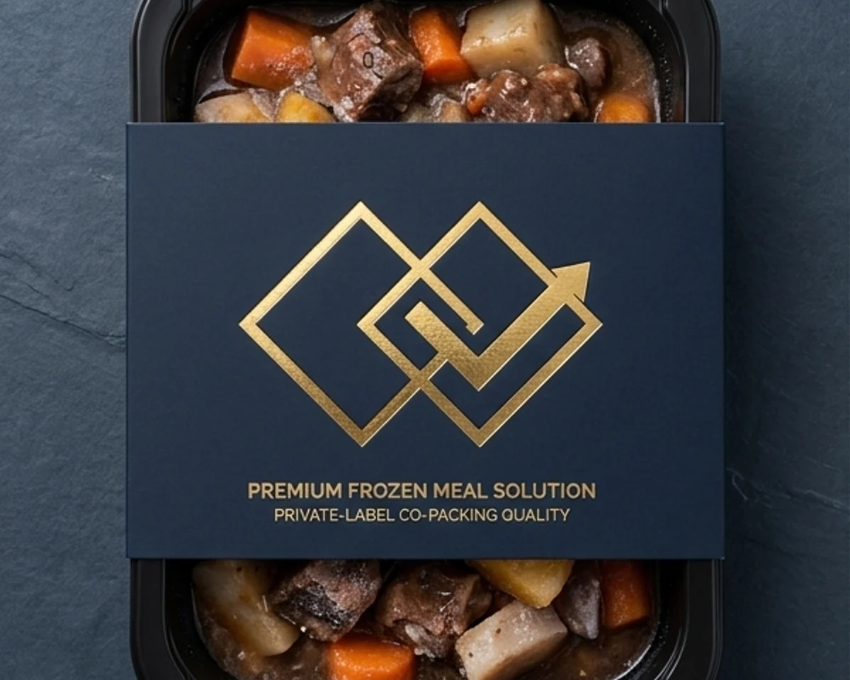 Food Creations curry tray with branded paperboard sleeve