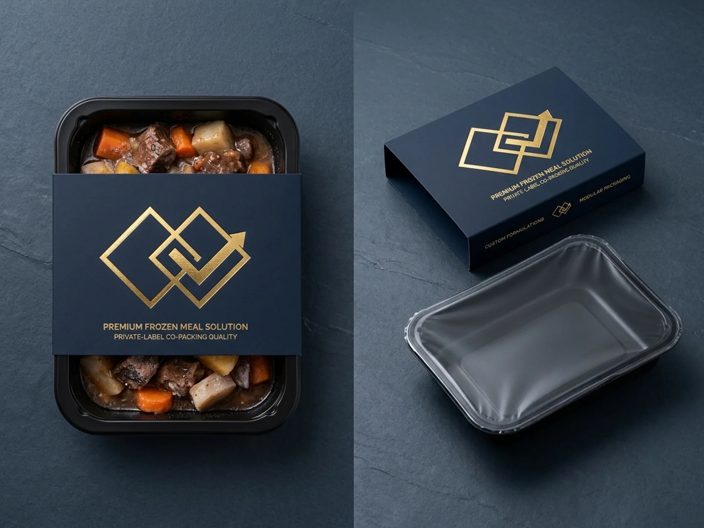 Food Creations frozen meal tray and branded sleeve concept study