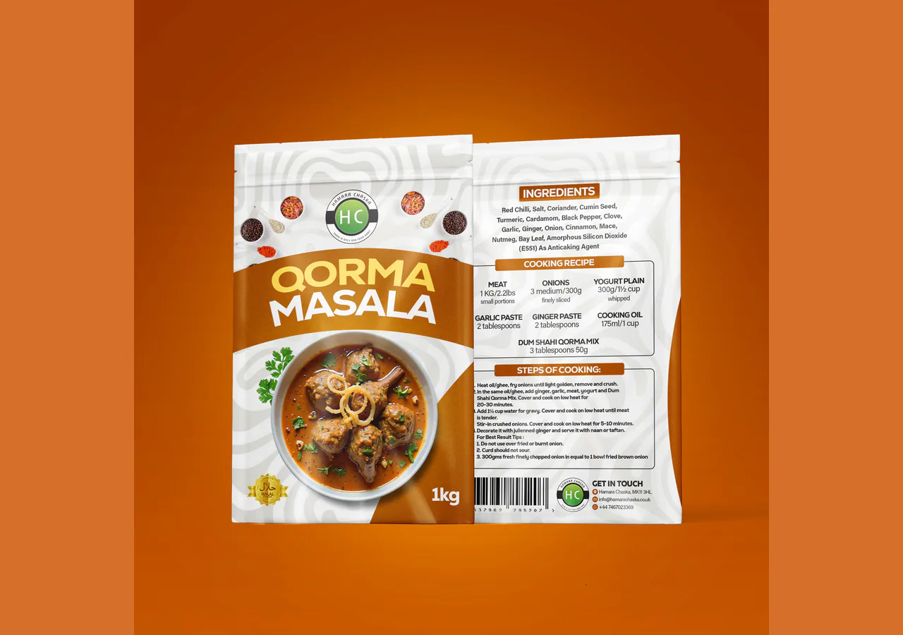 Hamara Chaska Qorma Masala packaging front and back