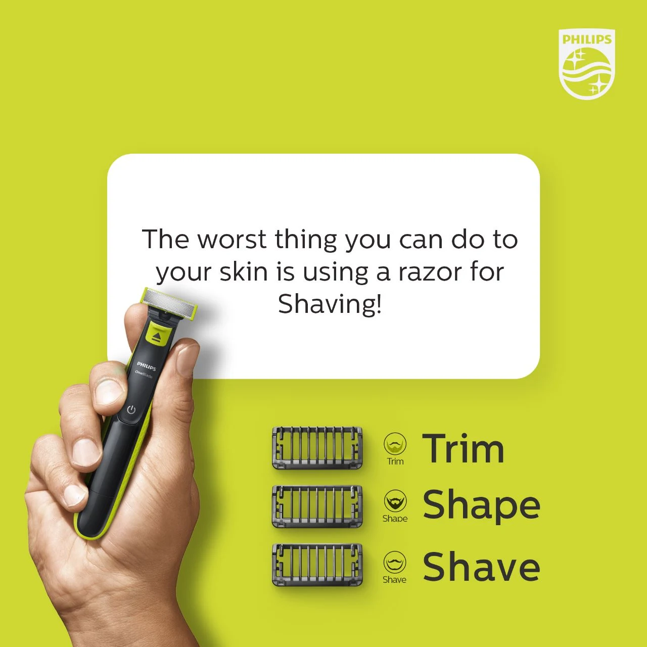 Philips OneBlade campaign educational creative