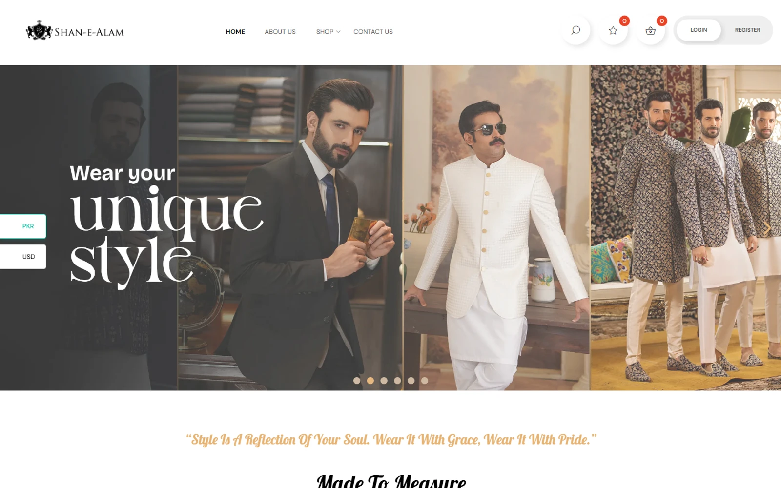 Shan-e-Alam public eCommerce homepage