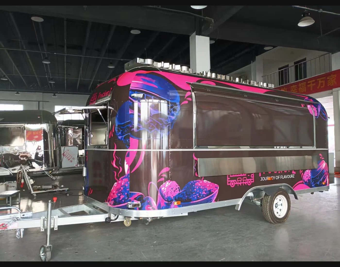 Truckerz branded mobile food trailer documented during production