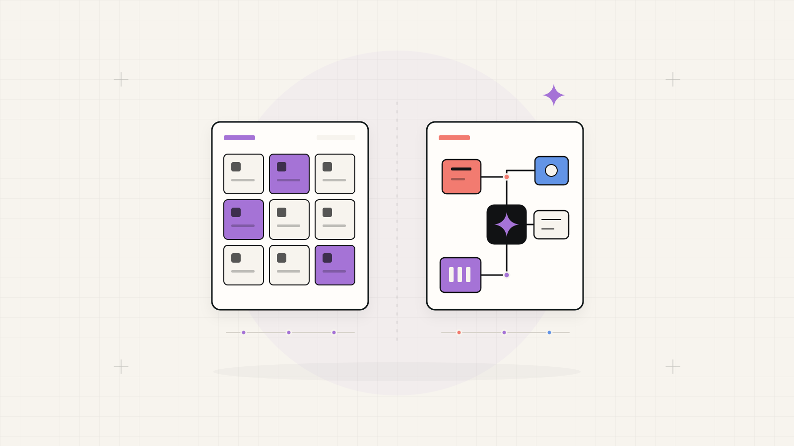 Illustration comparing a configured modular ERP with a connected custom business system
